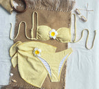 Women's Swimsuit Set with Elegant Bandeau Top and High-Cut Bottom