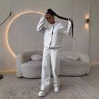 Elegant and Comfortable Leisure Set with Button Placket and Wide Cut