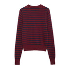 Women's Striped Knit Cardigan with Gold Buttons