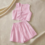 Women's Lounge-Wear Set with Ruching and Back Lacing