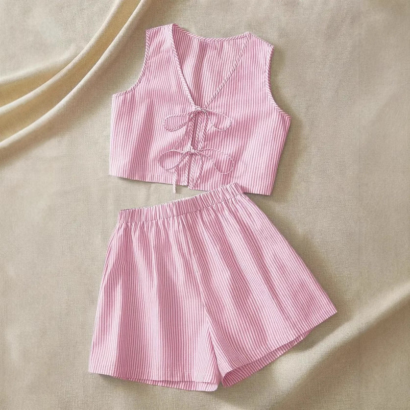 Women's Lounge-Wear Set with Ruching and Back Lacing