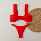 Women's Bandeau Bikini with Wide Straps and Decorative Bow