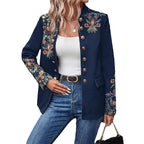 Elegant Blazer Jacket with Floral Embroidery