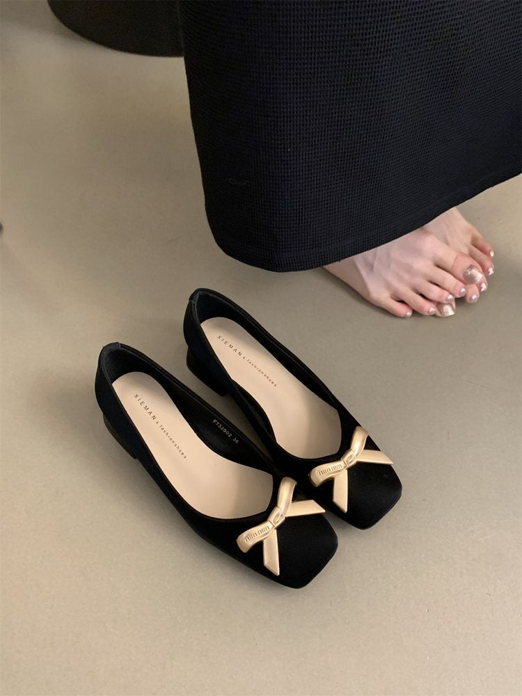 Women's Ballet Flats with Decorative Bow Accent and Comfortable Insole