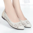 Women's Ballet Flats with Delicate Cutout Design and Sparkling Rhinestones