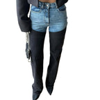Women's High-Waist Jeans with Asymmetric Design