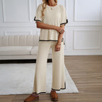 Women's Casual Two-Piece Set with Wide Cut and Gold Accents