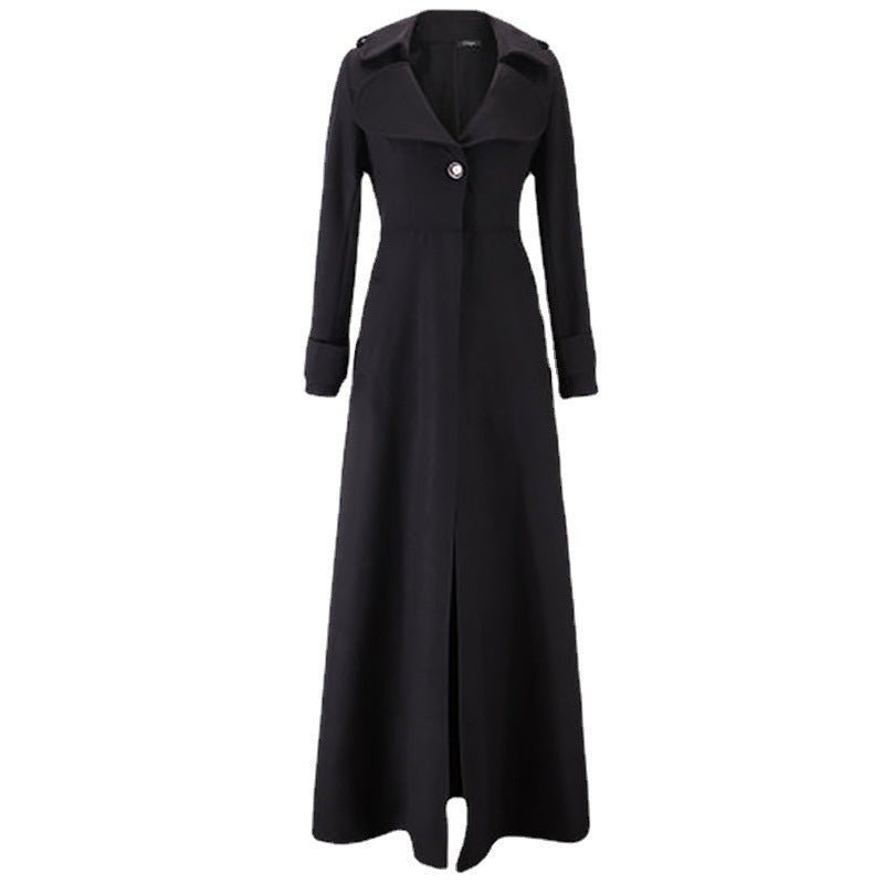 Women's Elegant Long Coat with Classic Lapel