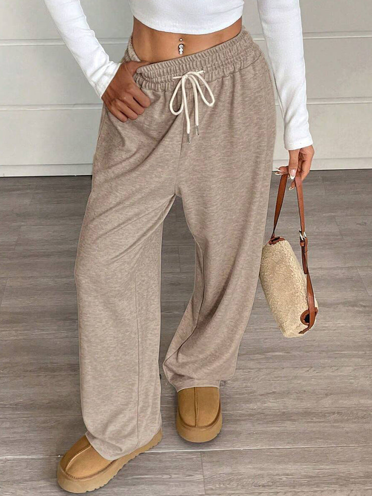 Women's Comfortable Wide-Leg Leisure Pants with Elastic Waistband