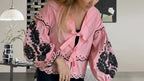 Blouse with Lace Detail and Relaxed Fit
