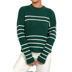 Women's Knit Sweater with Stylish Stripe Pattern