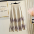 Women's Maxi Skirt with Wave Pattern and Elastic Waistband