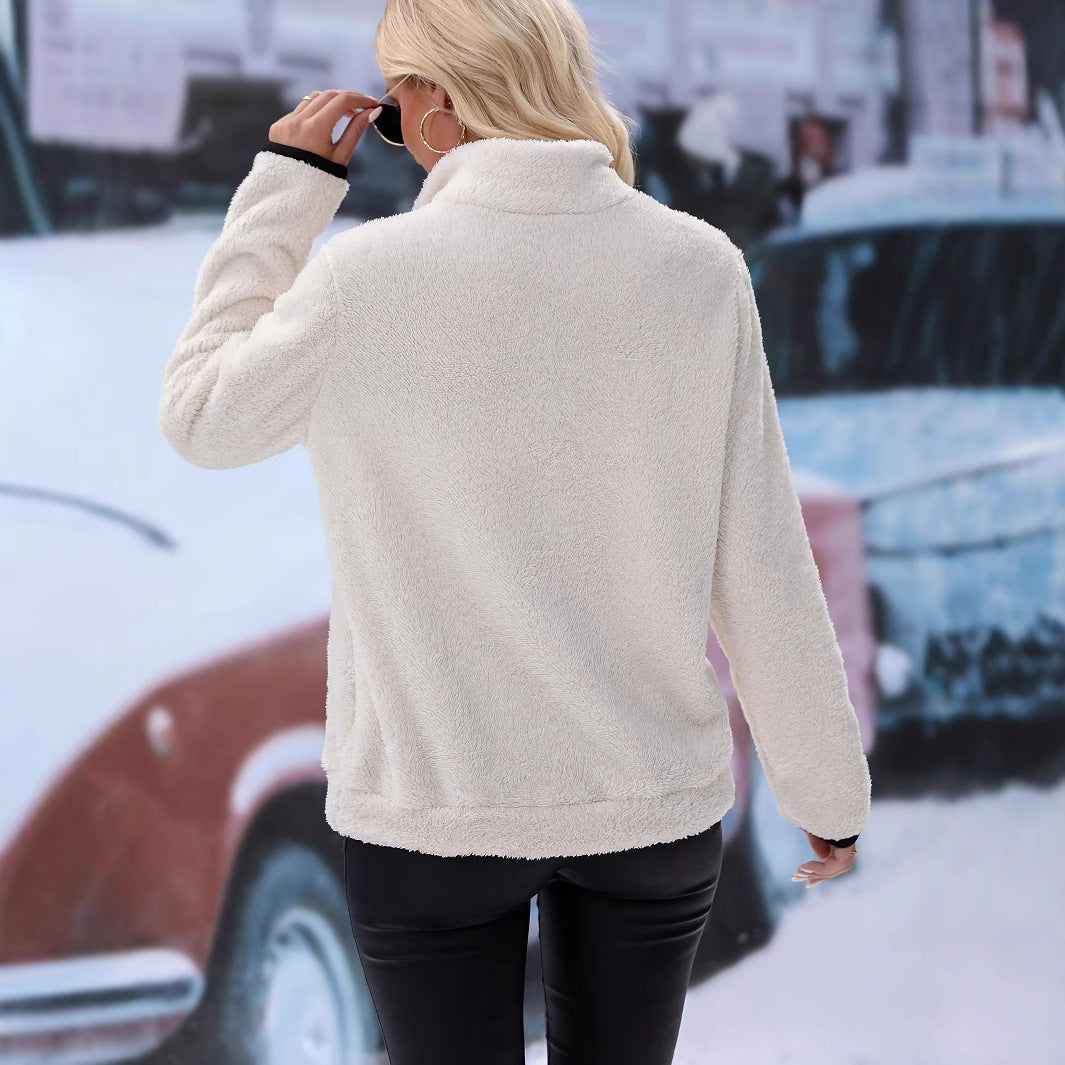 Women's Fleece Pullover with Quarter Zip and Kangaroo Pocket