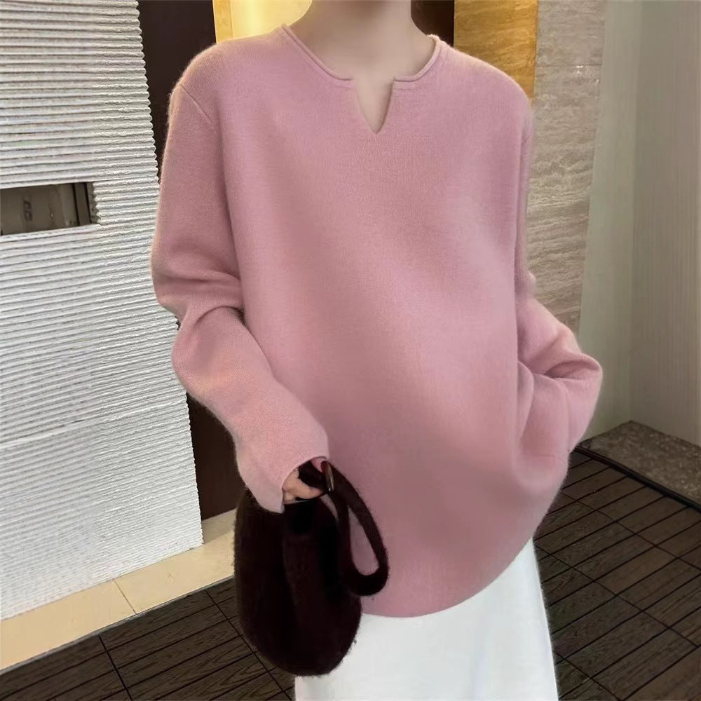 Elegant V-Neck Long-Sleeve Sweater