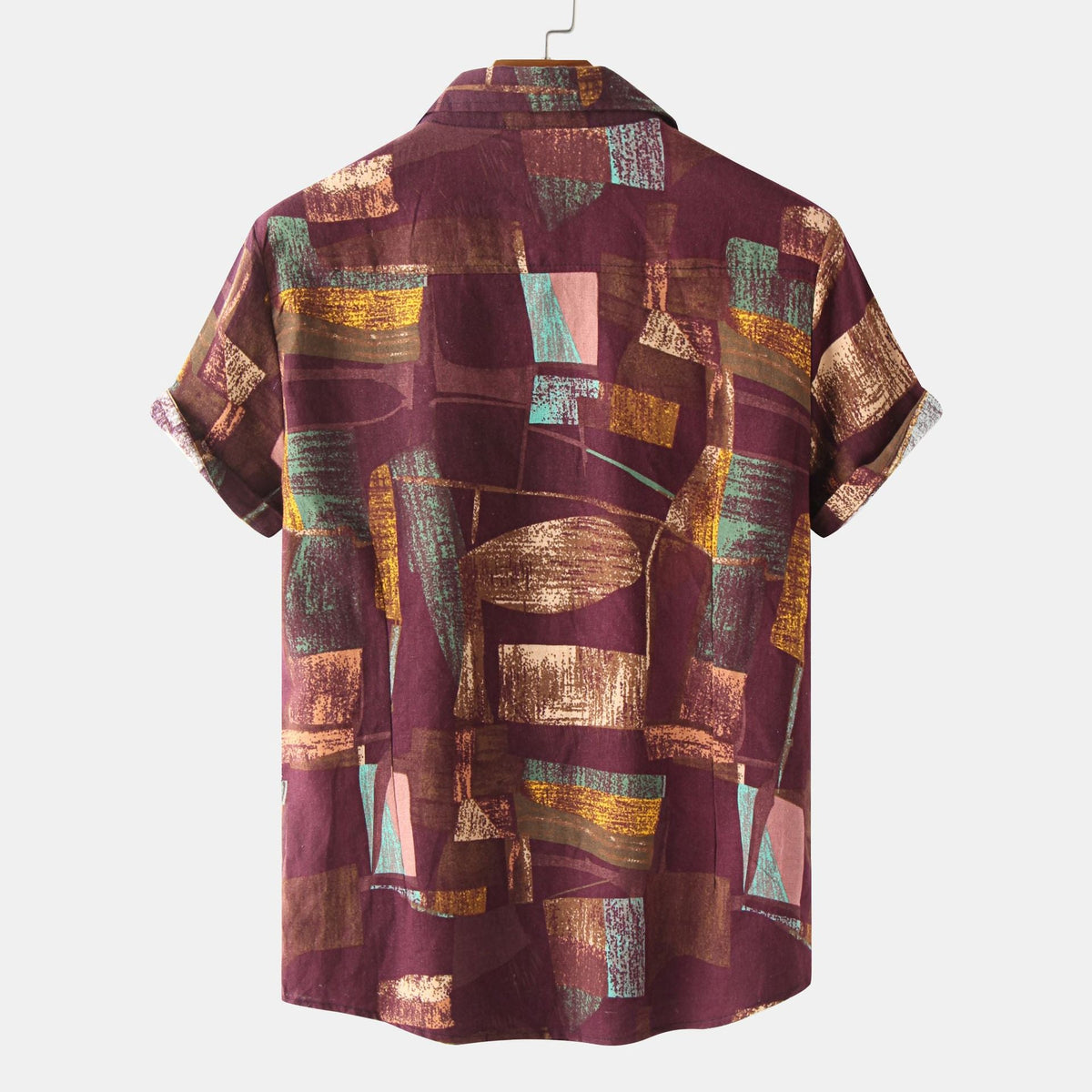 Women's Short-Sleeve Shirt with Creative Brushstroke Design