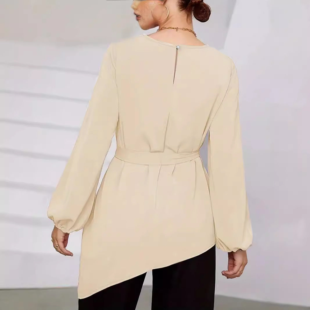Women's Elegant Long-Sleeve Wrap Blouse