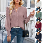 Women's Blouse with Elegant Eyelet Pattern and Casual Cut