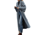Women's Large Knit Coat with Voluminous Sleeves and Modern Cut