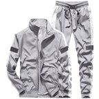 Men's Sportives Tracksuit Set with Contrast Stripes and Reflective Inserts