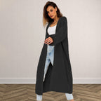 Women's Chunky Knit Cardigan with Open Cut