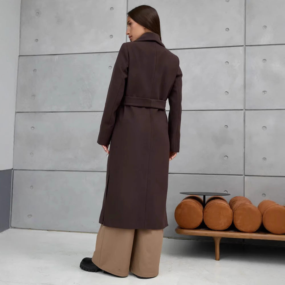 Women's Elegant Double-Breasted Wool Coat