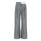 Women's Elegant Wide-Leg Pants with Belt and Pleats