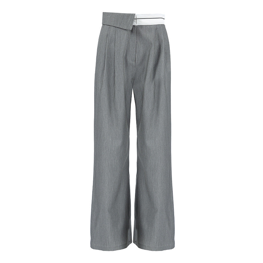Women's Elegant Wide-Leg Pants with Belt and Pleats