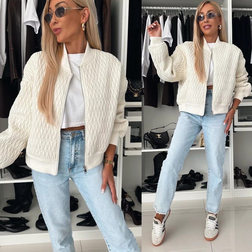 Elegant Quilted Jacket with Voluminous Sleeves