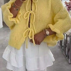 Women's Chunky Knit Cardigan with Tie Details