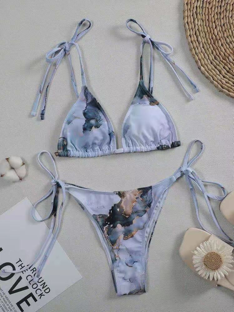 Women's Asymmetrical Bikini Set with Knotted Top