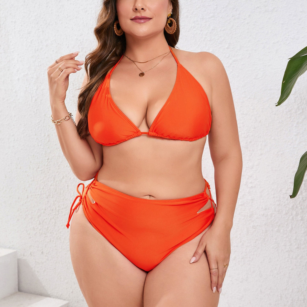 Women's Swimwear Set with Cropped Blouse and High-Cut Shorts