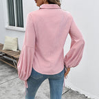 Women's Blouse with Voluminous Sleeves and Striped Design