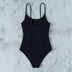 Women's Swimsuit with Ruffle Details and Leopard Print