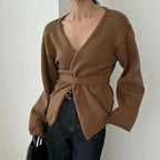 Women's Elegant Wrap-Style Knit Coat