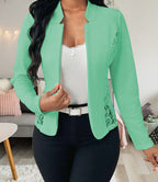 Elegant Blazer Jacket with Crochet Trim