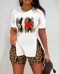 Women's Leisure Set with Animal Print and Shorts