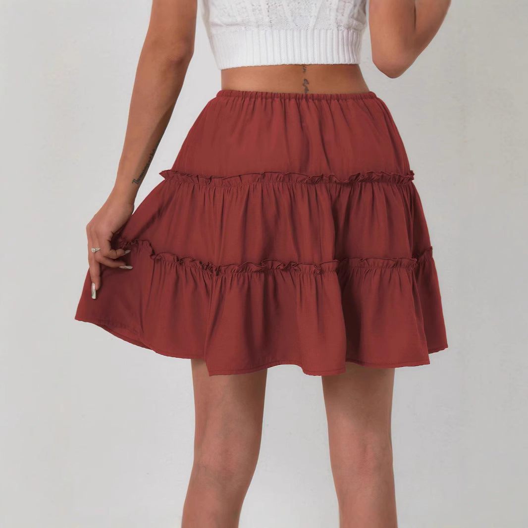 Women's Midi Skirt with Voluminous Ruffles