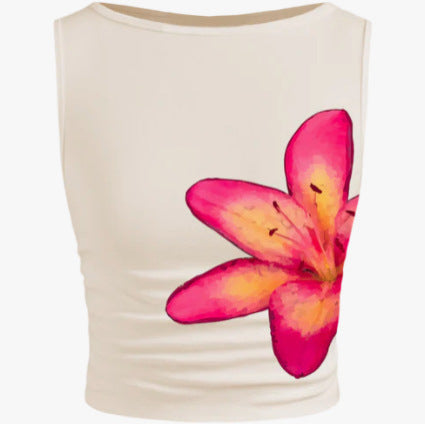 Women's Sleeveless Floral Crop Top