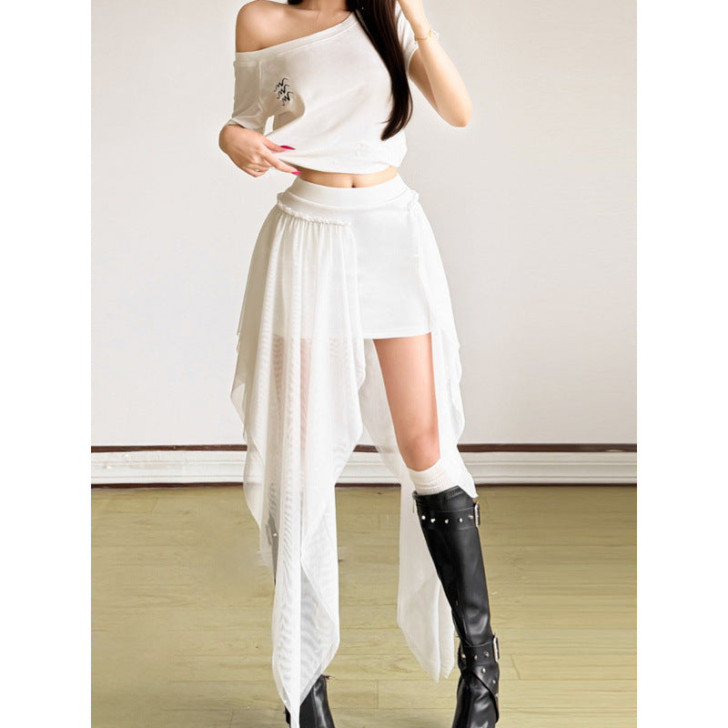Women's Chiffon Maxi Skirt with Asymmetrical Cut