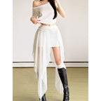 Women's Chiffon Maxi Skirt with Asymmetrical Cut