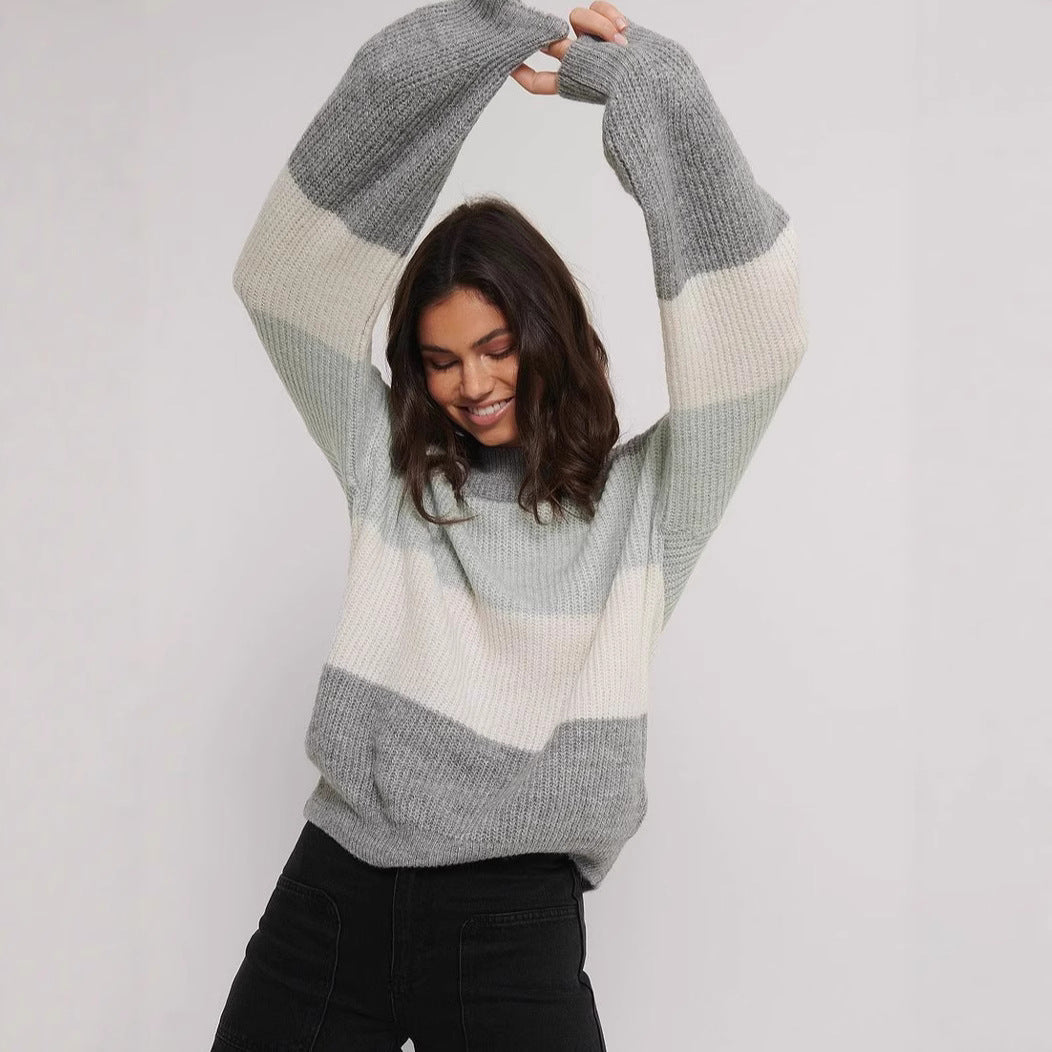 Women's Cozy Knit Pullover with Modern Pattern