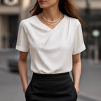 Women's Elegant V-Neck Short-Sleeve Blouse