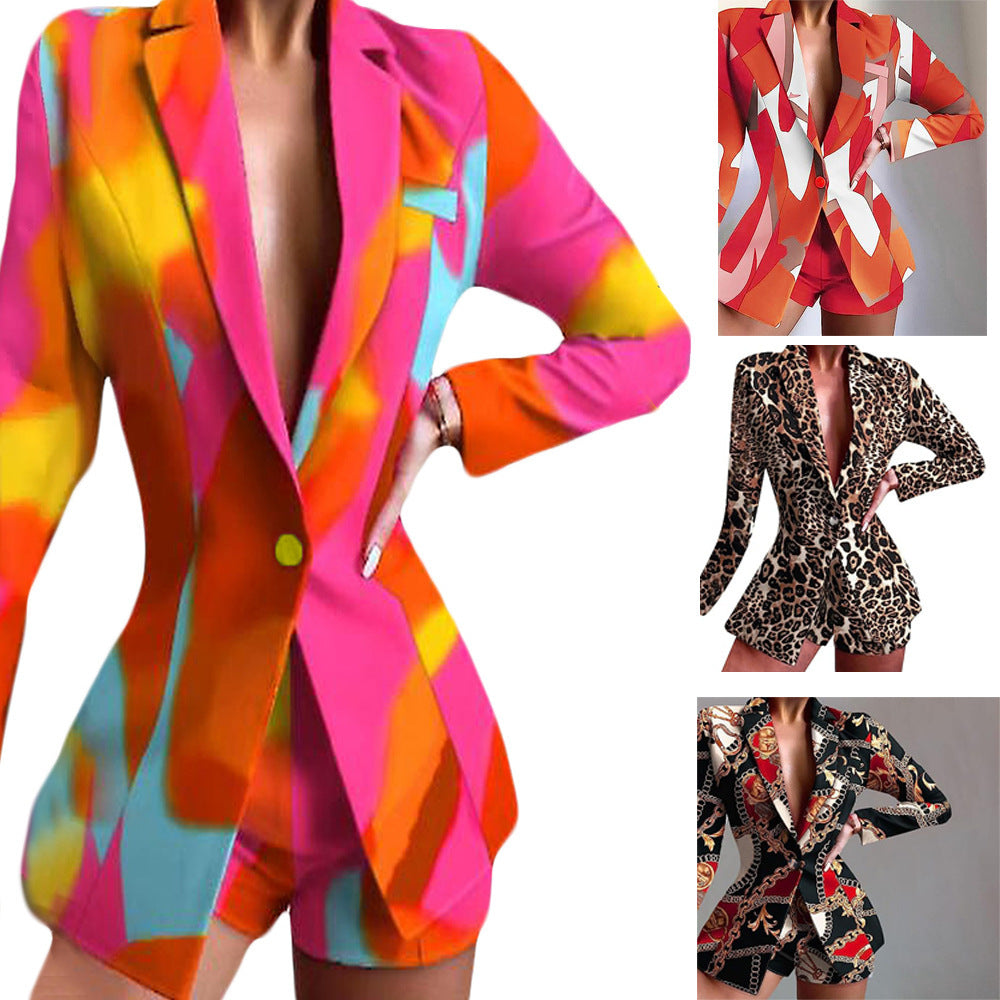 Women's Fashionable Blazer with Shorts and Striking Color Design