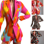 Women's Fashionable Blazer with Shorts and Striking Color Design