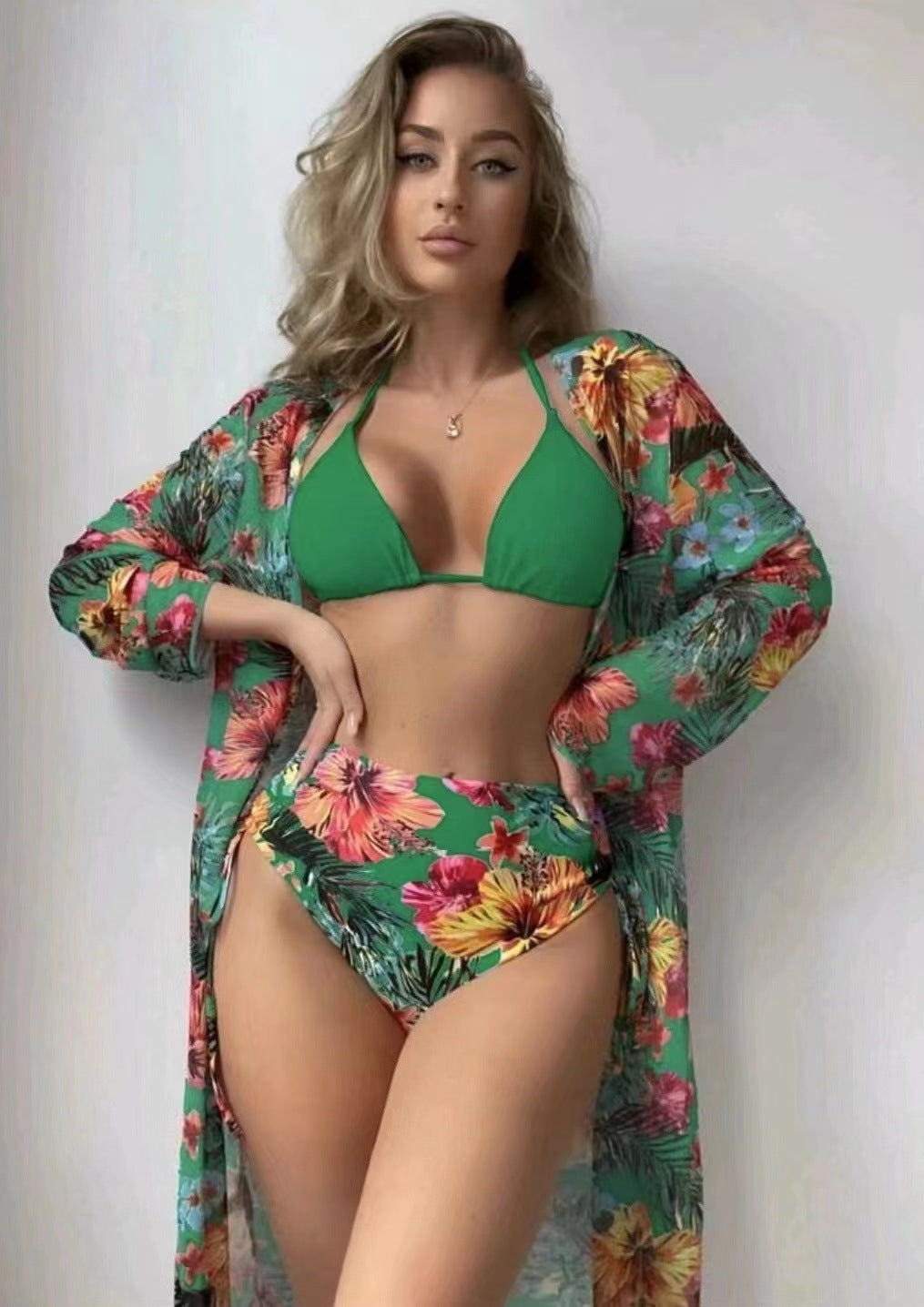 Women's Fashionable Swim Set with Stylish Kimono