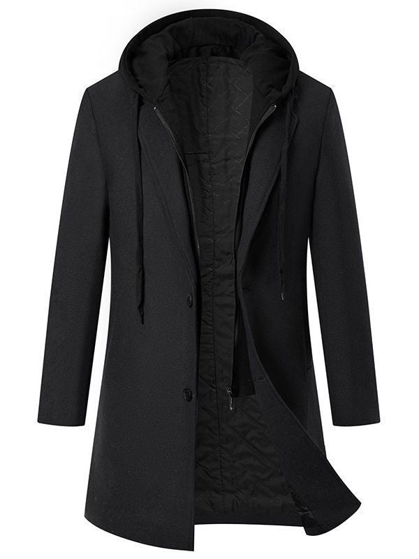 Women's Elegant Coat with Detachable Hood and Sporty Accents