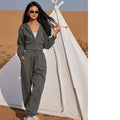Women's Fashionable Cropped Sweat Set with Practical Pockets and Elastic Waistband