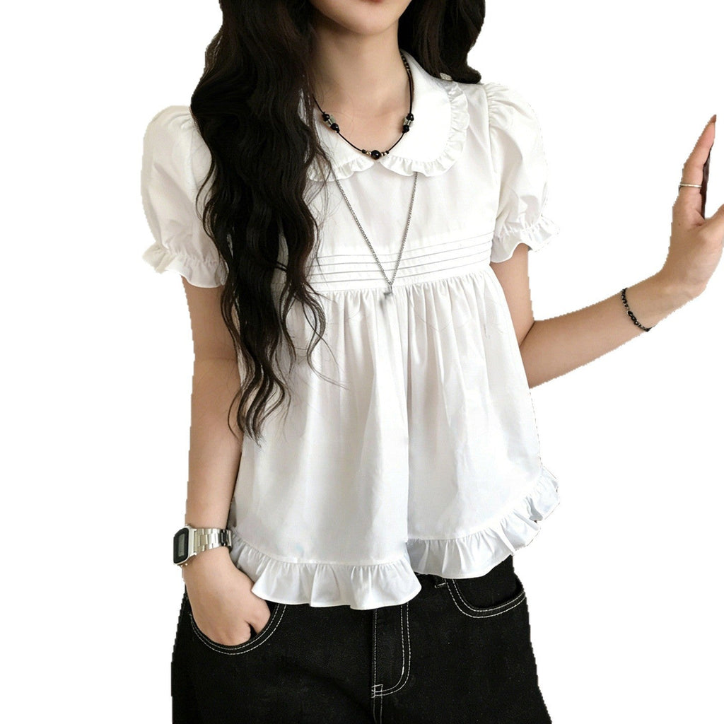 Women's Blouse with Ruffles and Elegant Collar