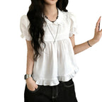 Women's Blouse with Ruffles and Elegant Collar