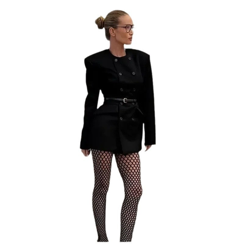 Women's Elegant Tailored Blazer with Chic Double-Button Closure